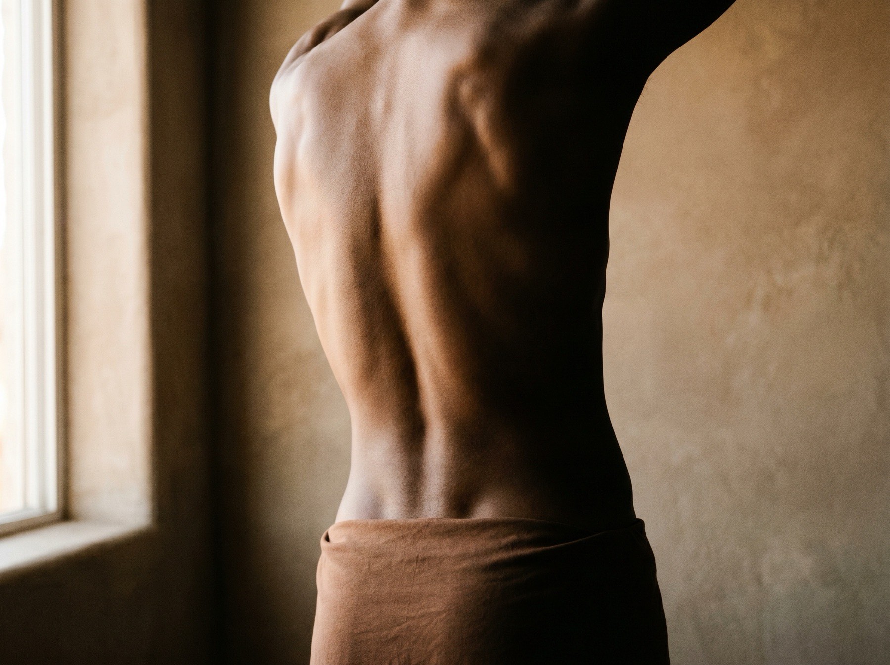 A figure in raking window light