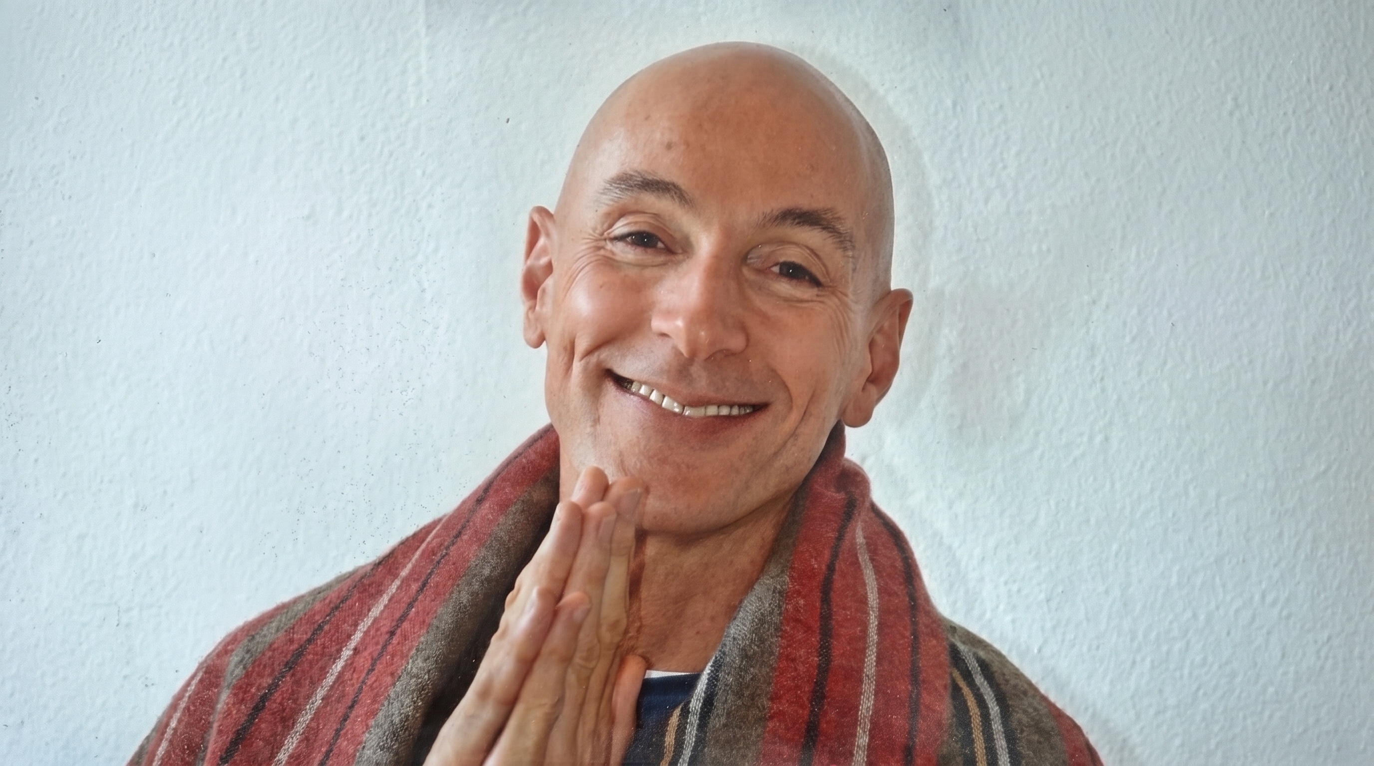 Portrait of Prema Rupa with hands joined in prayer
